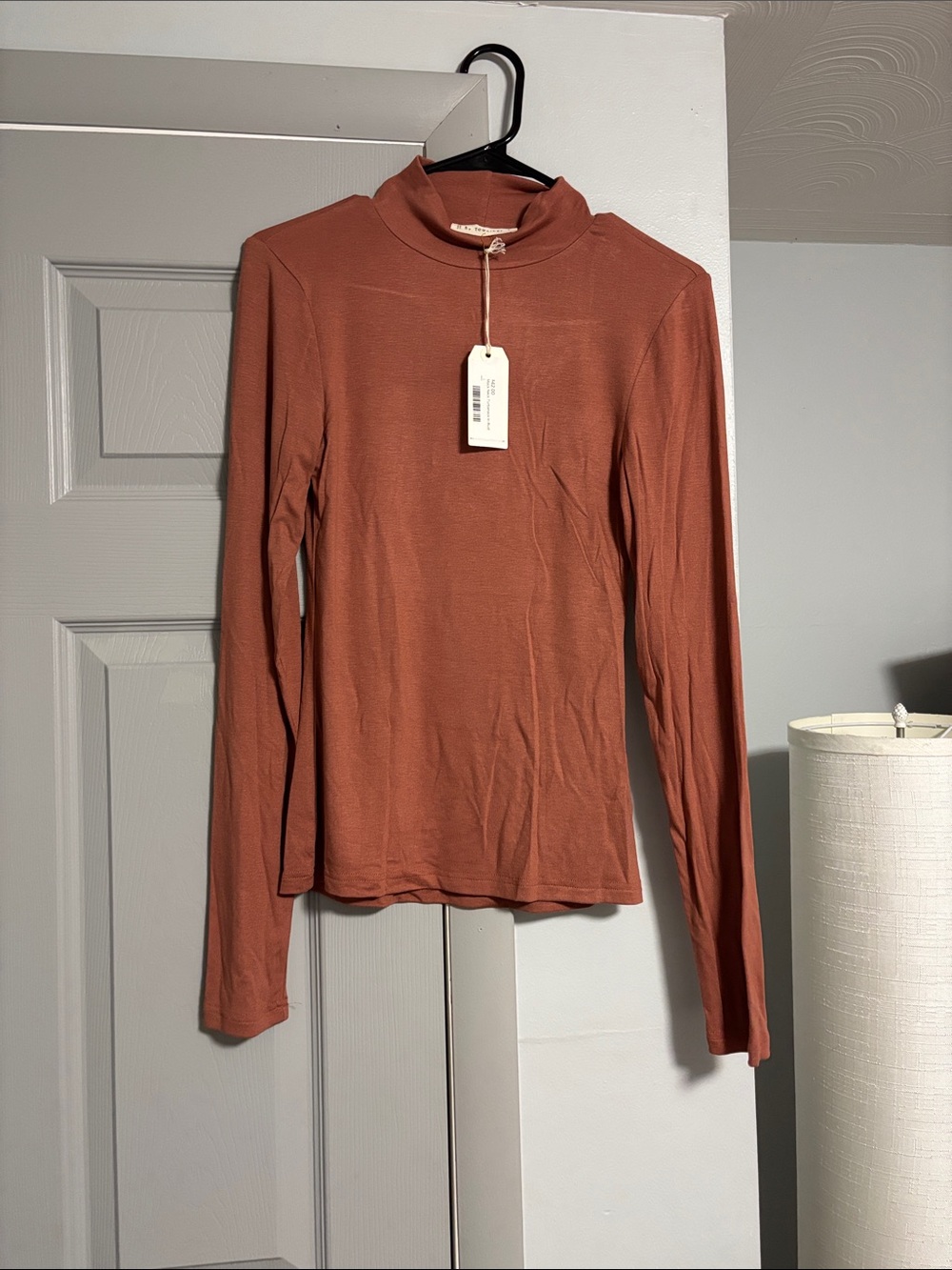 By Together Long Sleeve Mock Neck Top in Rusty Terracotta